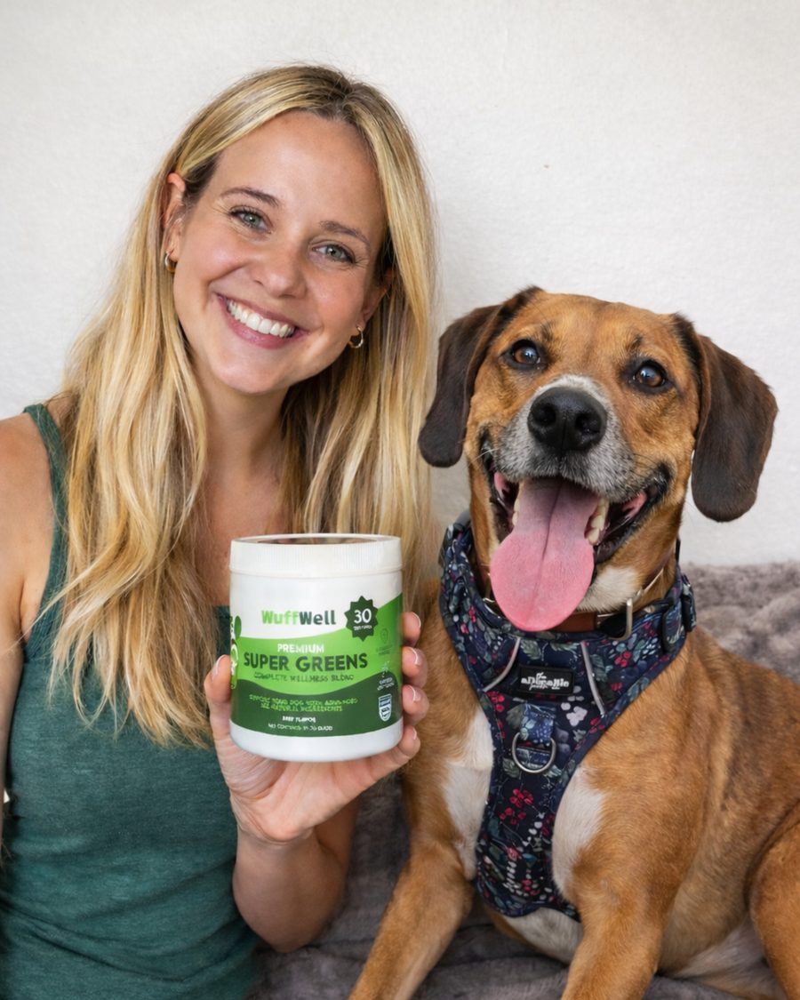 WuffWell customer with her rescue dog